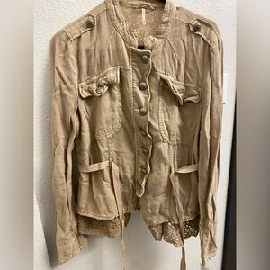 Free People Women's Tan Military Style Jacket